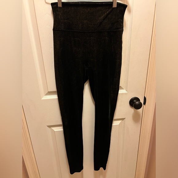 Spanx Black w/ Gold Shimmer Leggings Sz M - Picture 1 of 11
